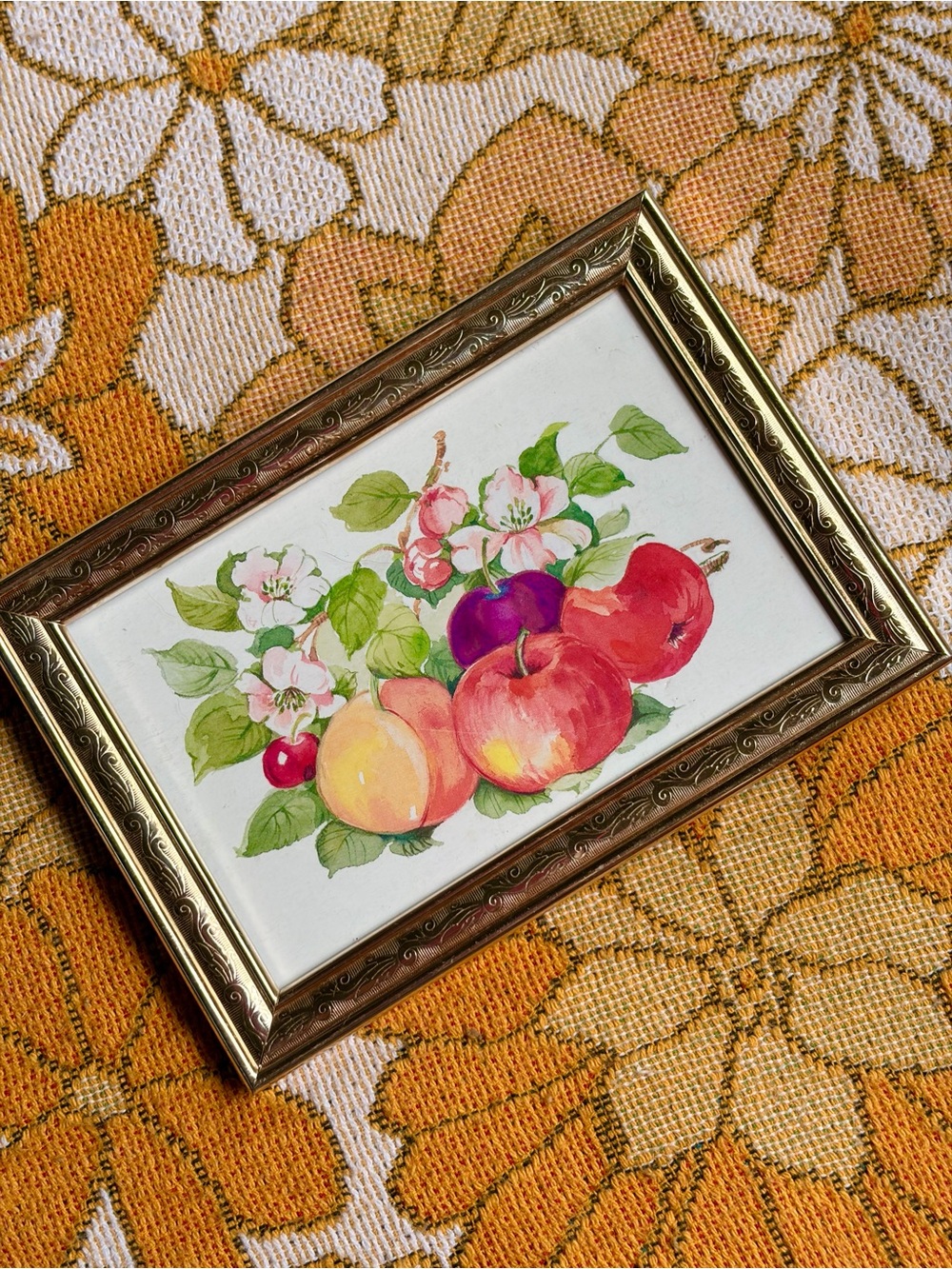 🍎🌸✨ Vintage Ornate Fruit Botanical Framed Print ✨🌸🍎